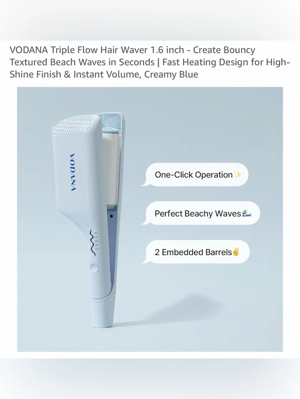VODANA Creamy Blue Triple Flow Hair Waver 1.6